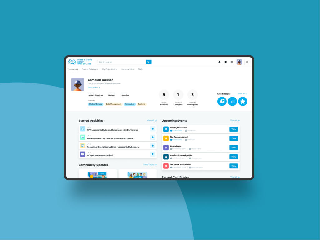 Moodle Workplace LMS dashboard - Synergy Learning