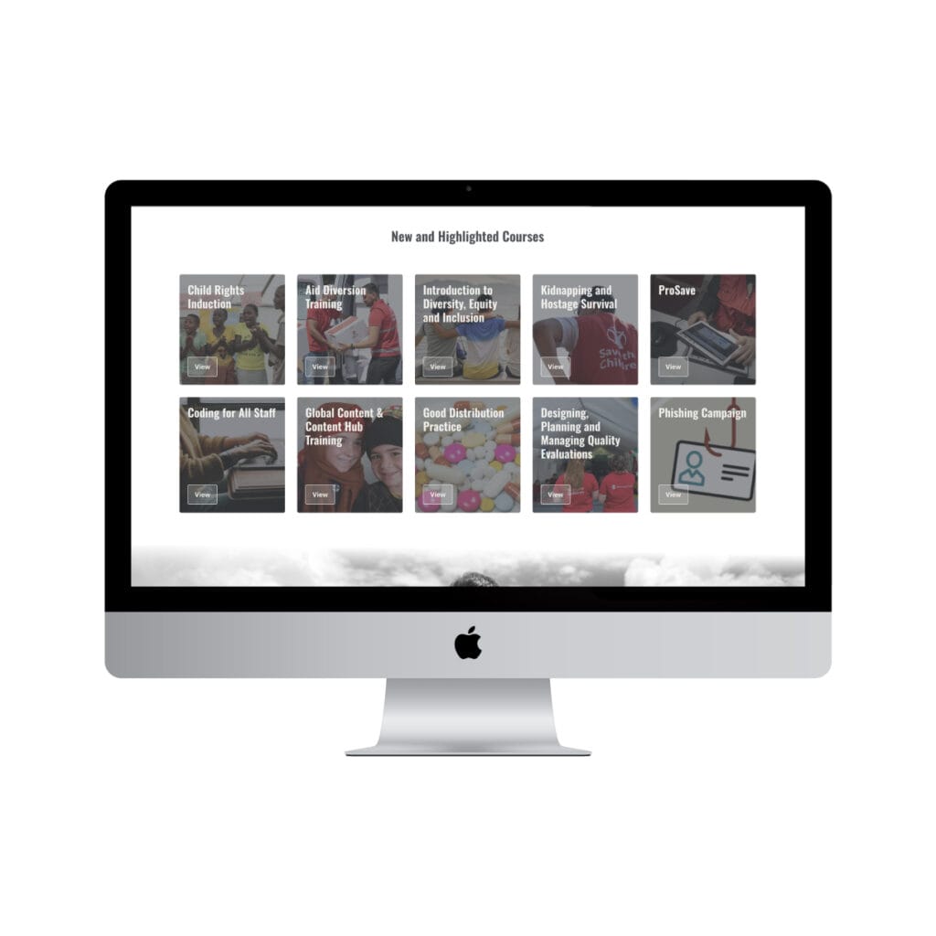 A mockup of the charity LMS we created for Save the Children.