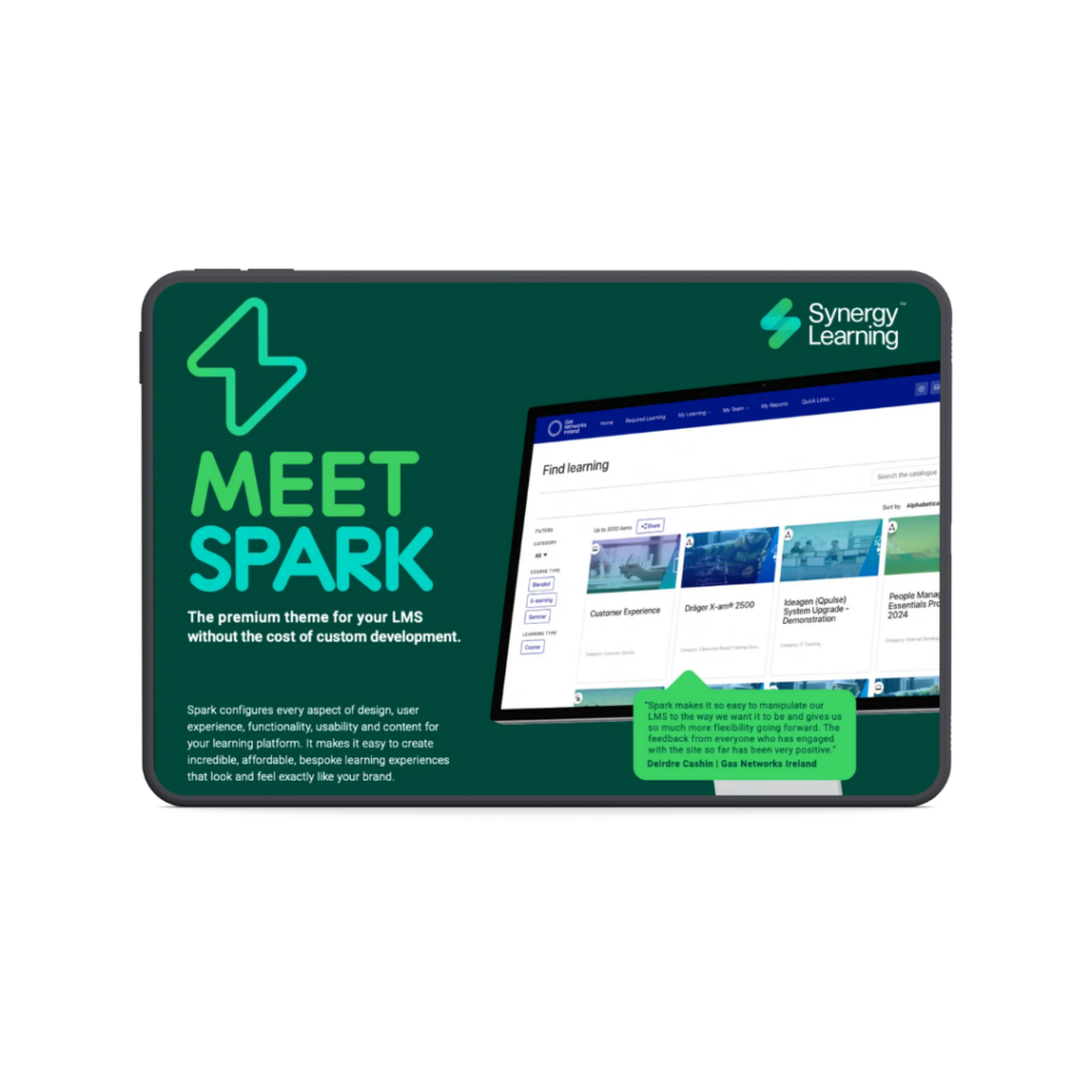 Spark guide on a tablet - Synergy Learning