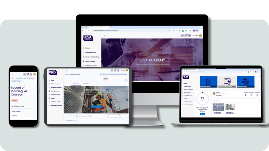 BESA Academy's learning management system dashboard on multiple devices - Synergy Learning