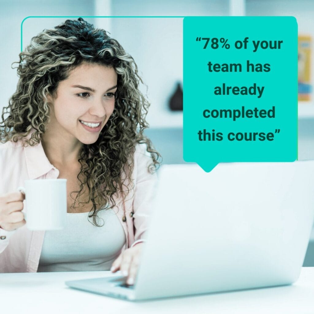 Learner viewing their learners dashboard and seeing a notification that their co-workers have completed a course - Synergy Learning