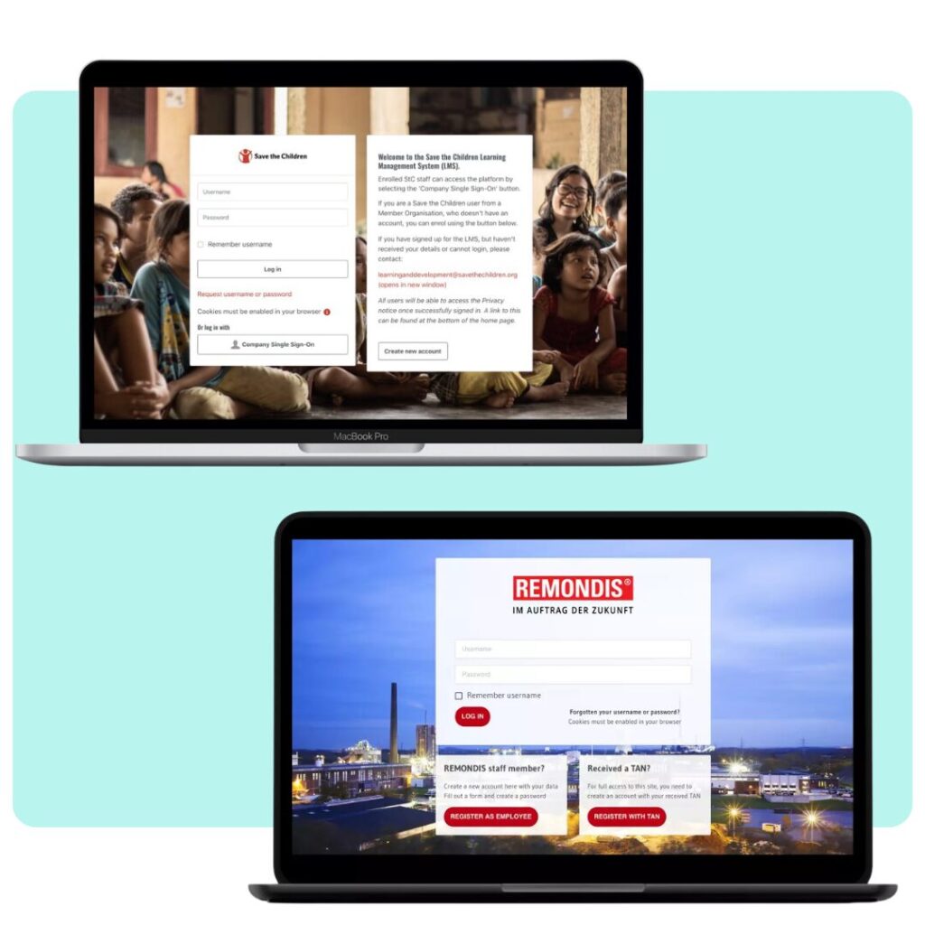 Save the Children and Remondis LMS login created by Synergy Learning
