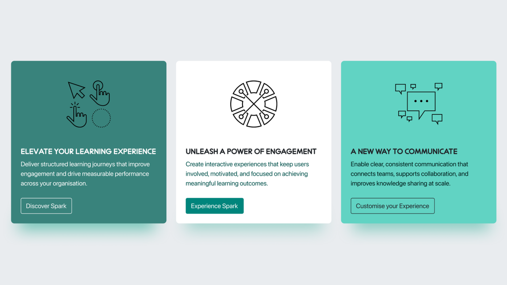 Das Element „Marketing Cards“ im Theme „ Spark “ von Synergy Learning