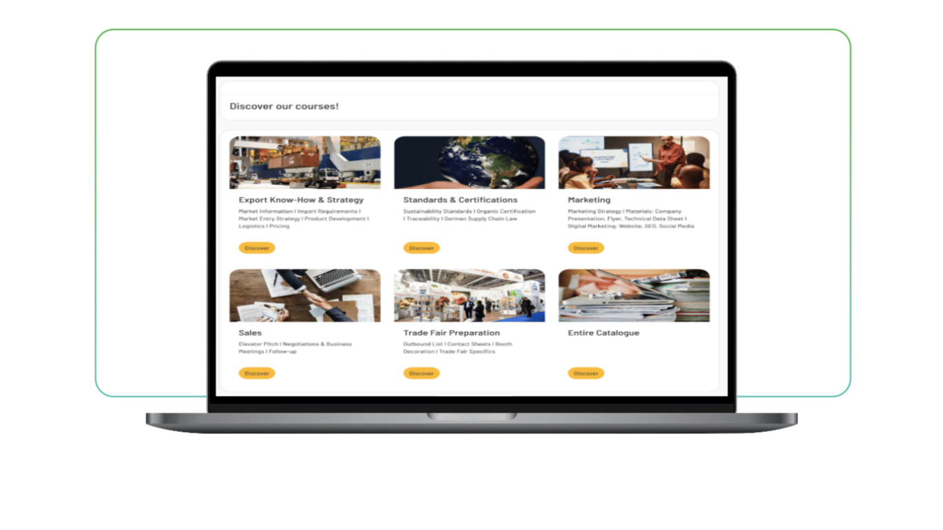 Desktop-Gerät, auf dem eine LMS-Plattform mit dem LMS-Design „ Spark “ von Synergy Learning angezeigt wird, um Kurse zu vermarkten