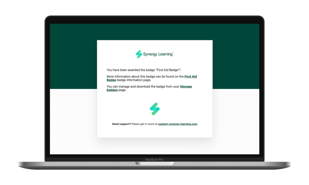Beispiel für eine markenspezifische E-Mail von Synergy Learnings – „ Spark “-Theme